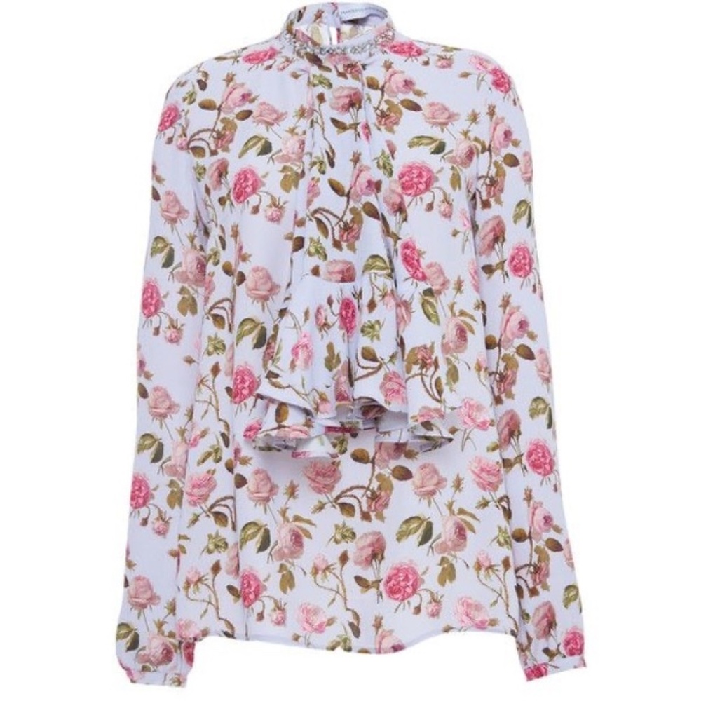 FRANCESCO SCOGNAMIGLIO Floral Ruffle-Front Top - Picture 3 of 8